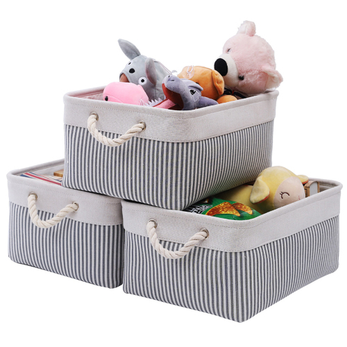 Matorino -Small Storage Baskets for Organizing with Rope Handle,Storage Baskets for Shelves,Small Fabric Storage Bins W/Handles For Closet Nursery Toy Decorative Foldable