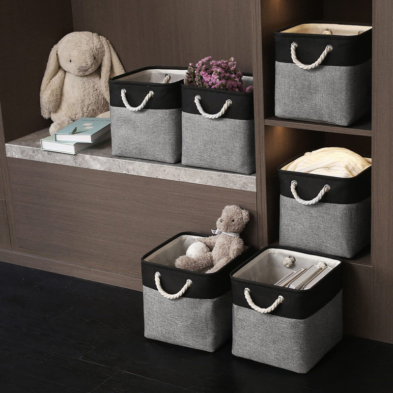 Matorino -Fabric Storage Bins for Organizing, Foldable Closet Storage Boxes for Shelves, Clothes Baskets with Cotton Rope Handles