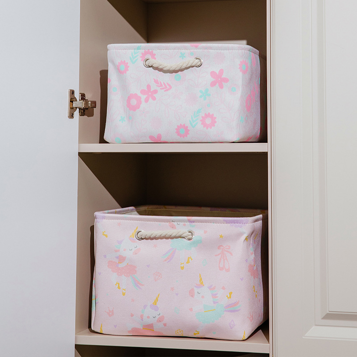Matorino -Colorful Cute Fabric Storage Bins for Organizing, Foldable Closet Storage Boxes for Shelves, Clothes Baskets with Cotton Rope Handles