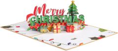 Matorino-Merry Christmas Words Card with Lights and Music, 6 Christmas Melody with Matching Flashing Lights, Funny 3D Christmas Greeting Cards with Envelopes for Winter Holiday Xmas Gift