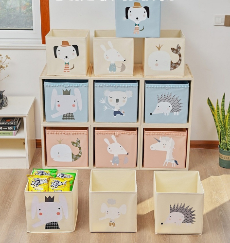 Matorino -Foldable Animal Cube Storage Bins Fabric Toy Box/Chest/Organizer for Kids Nursery, Non Woven Fabric and Cardboard Kids Storage Bin Fabric Boxes for Storage Toy Storage Organizer