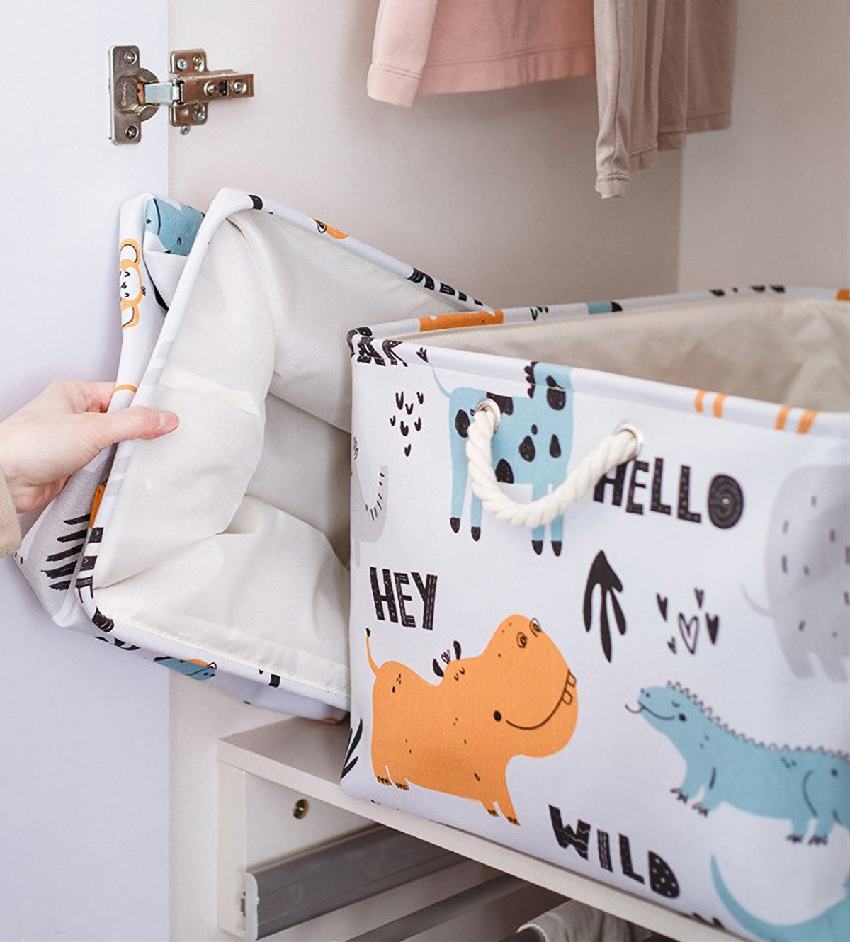 Matorino -Fabric Storage Bins for Organizing, Foldable Closet Storage Boxes for Shelves, Clothes Baskets with Cotton Rope Handles