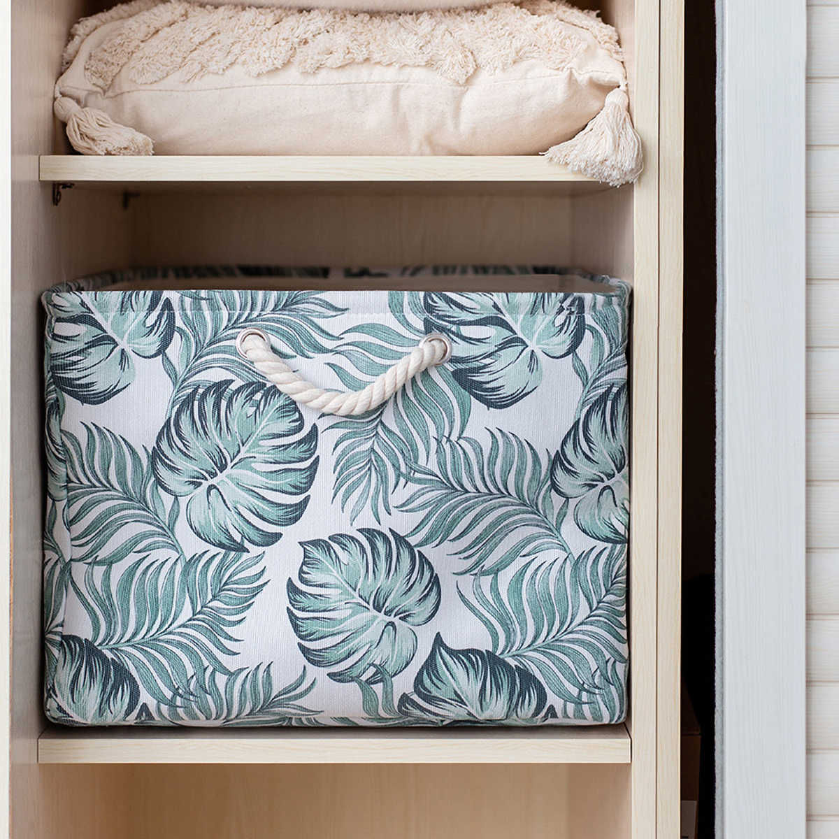 Matorino -Storage Bin Organizer with Handles for Jungle Decor,Shelf Basket,Leaf Basket,Foldable Closet Storage Boxes for Shelves
