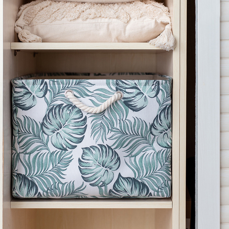 Matorino -Storage Bin Organizer with Handles for Jungle Decor,Shelf Basket,Leaf Basket,Foldable Closet Storage Boxes for Shelves