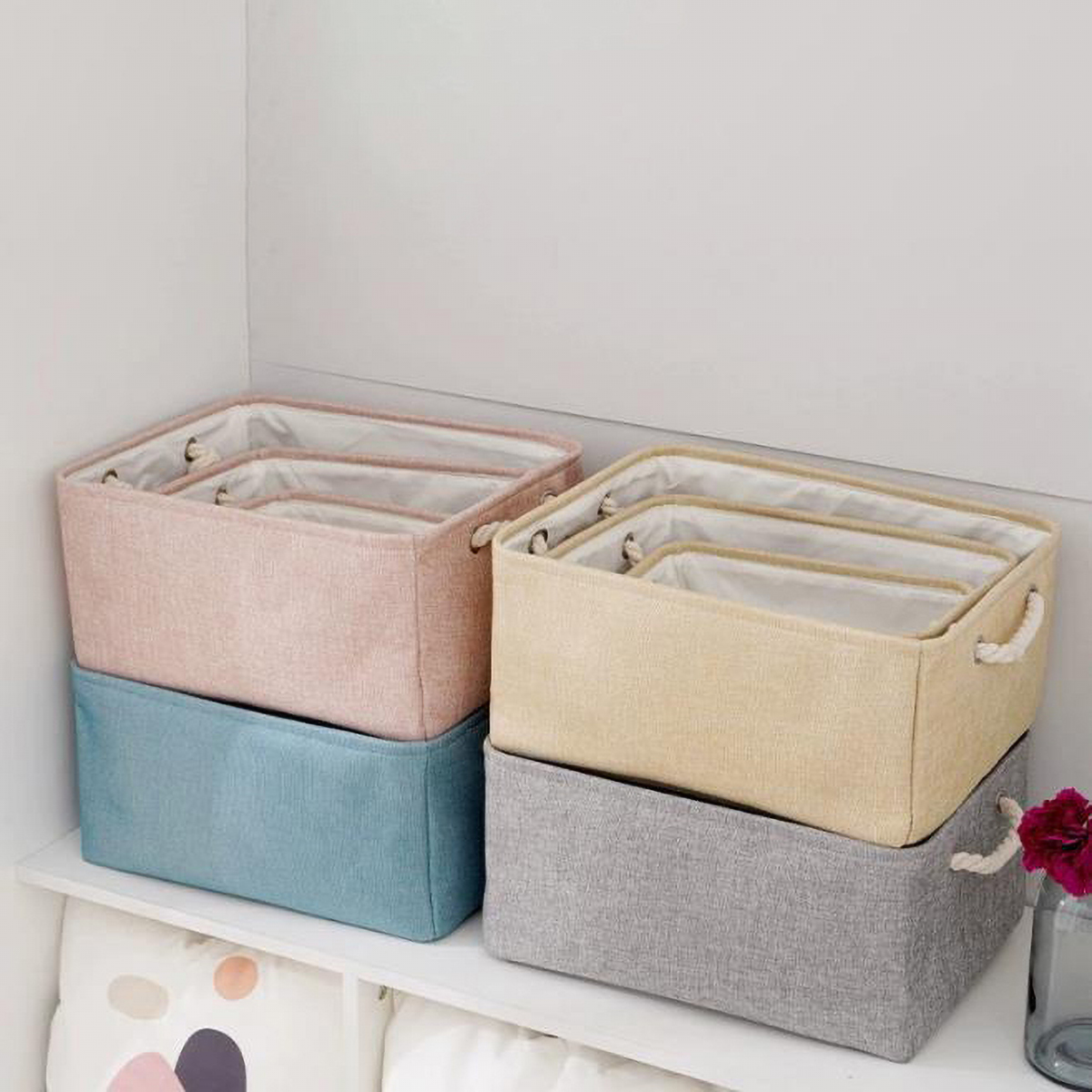 Matorino -Foldable Different Size Storage Bins Fabric Toy Box/Chest/Organizer for Kids Nursery, Non Woven Fabric and Cardboard Kids Storage Bin Fabric Boxes for Storage Toy Storage Organizer