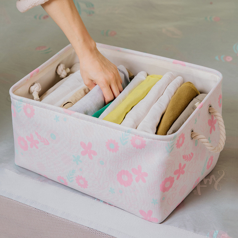 Matorino -Colorful Cute Fabric Storage Bins for Organizing, Foldable Closet Storage Boxes for Shelves, Clothes Baskets with Cotton Rope Handles