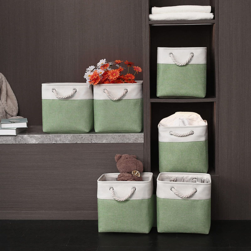 Matorino -Fabric Storage Bins for Organizing, Foldable Closet Storage Boxes for Shelves, Clothes Baskets with Cotton Rope Handles