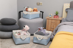 Matorino -Small Storage Baskets for Organizing with Rope Handle,Storage Baskets for Shelves,Small Fabric Storage Bins W/Handles For Closet Nursery Toy Decorative Foldable