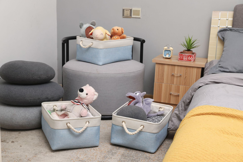 Matorino -Small Storage Baskets for Organizing with Rope Handle,Storage Baskets for Shelves,Small Fabric Storage Bins W/Handles For Closet Nursery Toy Decorative Foldable