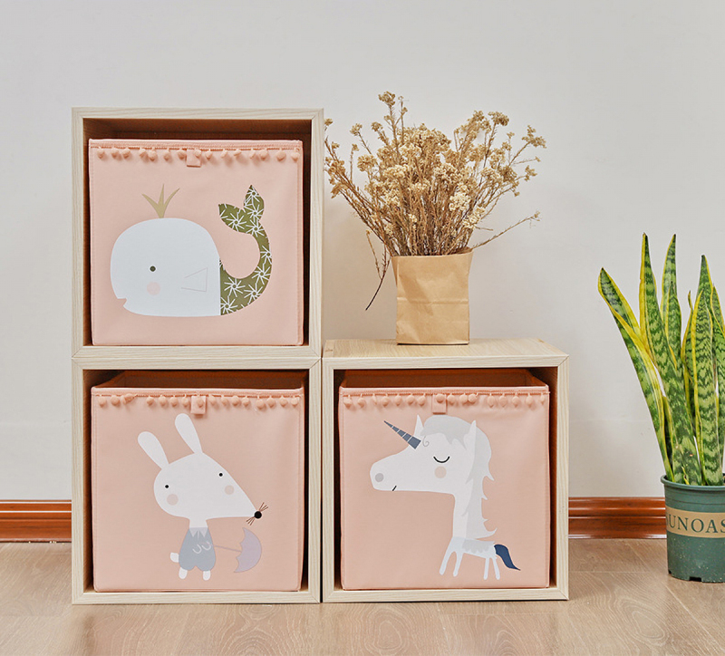Matorino -Foldable Animal Cube Storage Bins Fabric Toy Box/Chest/Organizer for Kids Nursery, Non Woven Fabric and Cardboard Kids Storage Bin Fabric Boxes for Storage Toy Storage Organizer