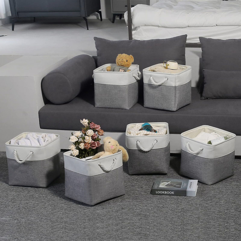 Matorino -Fabric Storage Bins for Organizing, Foldable Closet Storage Boxes for Shelves, Clothes Baskets with Cotton Rope Handles
