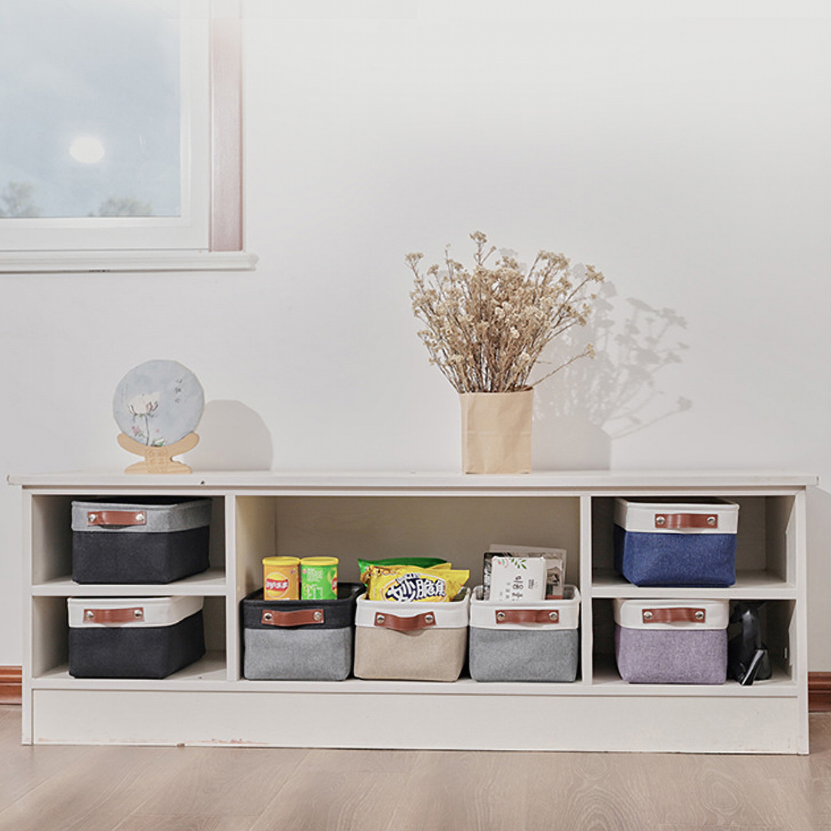 Matorino -Storage Bins Fabric Storage Basket for Shelves for Organizing Closet Shelf Nursery Toy Decorative Closet Organizer Bins with Handles