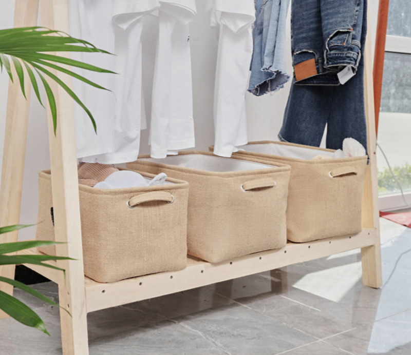 Matorino -Natural Color Foldable Fabric Storage Baskets Drawer, Organizer for Shelves Nursery Closet Bedroom Clothes Storage Bins