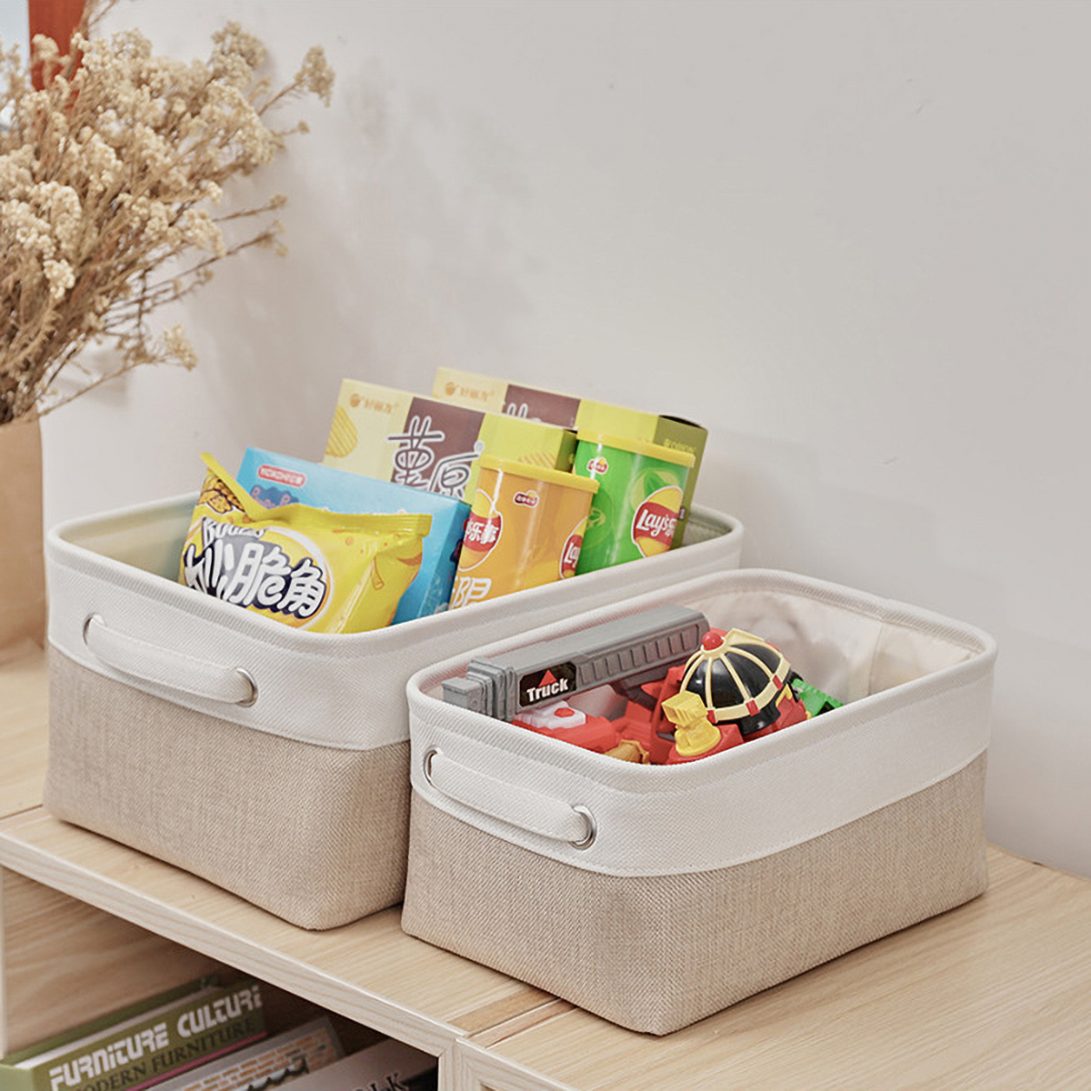Matorino -Storage Bins Fabric Storage Basket for Shelves for Organizing Closet Shelf Nursery Toy Decorative Closet Organizer Bins with Handles
