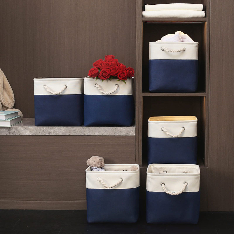 Matorino -Fabric Storage Bins for Organizing, Foldable Closet Storage Boxes for Shelves, Clothes Baskets with Cotton Rope Handles