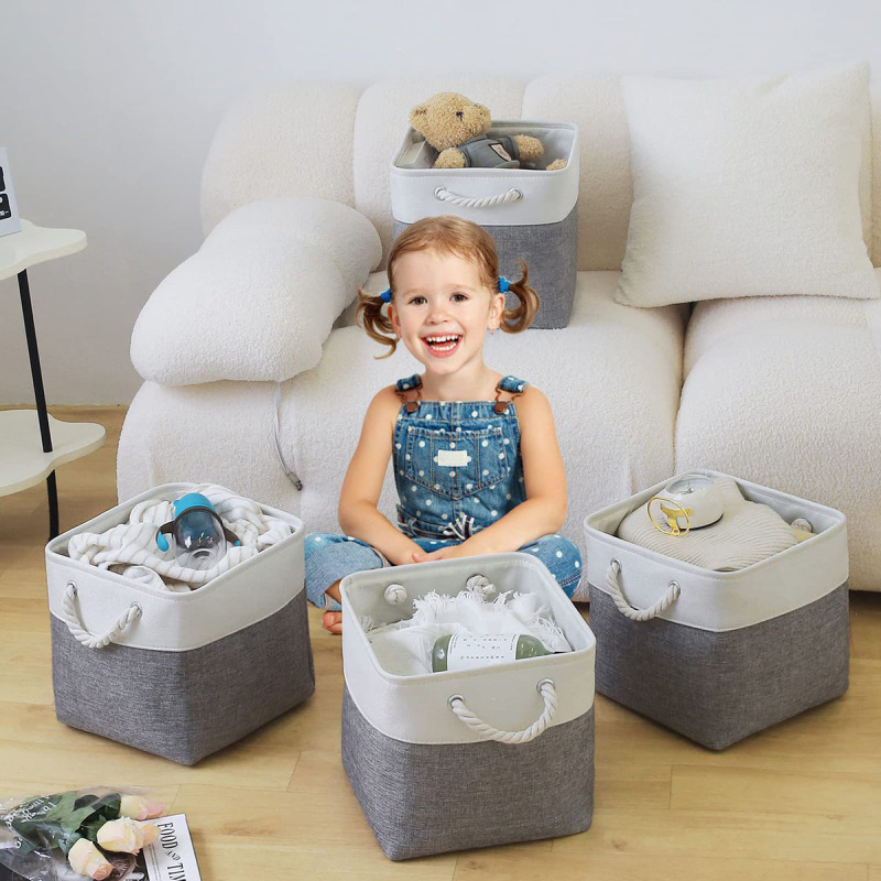 Matorino -Fabric Storage Bins for Organizing, Foldable Closet Storage Boxes for Shelves, Clothes Baskets with Cotton Rope Handles