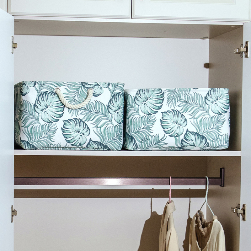 Matorino -Storage Bin Organizer with Handles for Jungle Decor,Shelf Basket,Leaf Basket,Foldable Closet Storage Boxes for Shelves