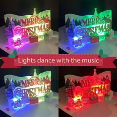 Matorino-Merry Christmas Words Card with Lights and Music, 6 Christmas Melody with Matching Flashing Lights, Funny 3D Christmas Greeting Cards with Envelopes for Winter Holiday Xmas Gift