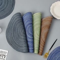 Matorino-Colorful Round Braided Placemats, Washable Round Placemats for Kitchen Dining Table, Round Indoor Woven Fabric Table Mats,