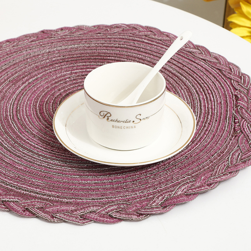 Matorino-Colorful Round Braided Placemats, Washable Round Placemats for Kitchen Dining Table, Round Indoor Woven Fabric Table Mats,