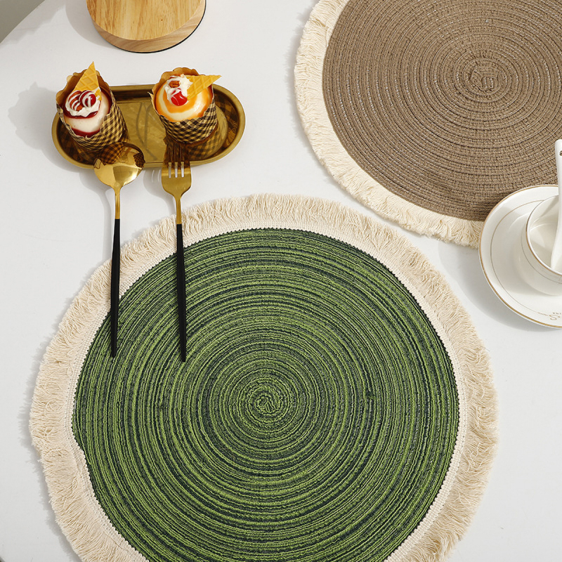 Matorino-Round Cotton Placemats , Table Mats Woven Washable Table Placemat for Dining Tables, Heat Resistant Table Mats Farmhouse Place mats for Decorations