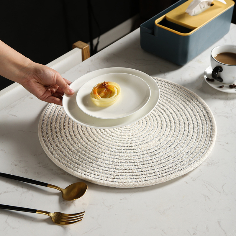 Matorino-Round Cotton Placemats , Table Mats Woven Washable Table Placemat for Dining Tables, Heat Resistant Table Mats Farmhouse Place mats for Decorations