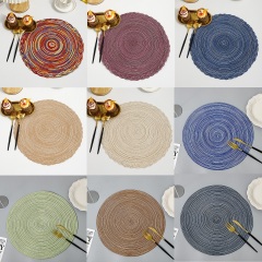 Matorino-Colorful Round Braided Placemats, Washable Round Placemats for Kitchen Dining Table, Round Indoor Woven Fabric Table Mats,