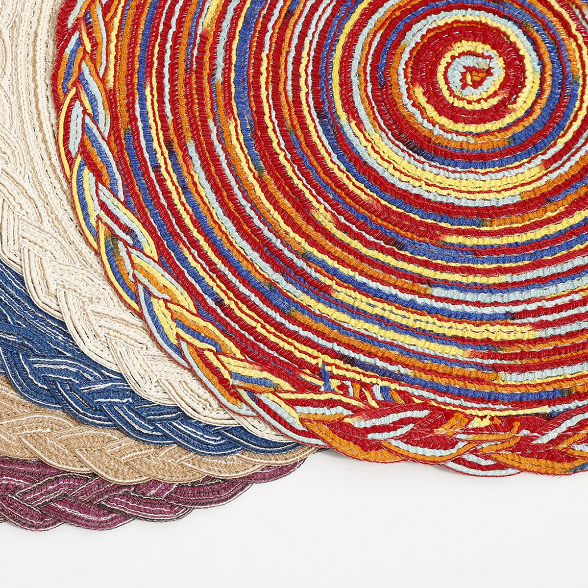 Matorino-Colorful Round Braided Placemats, Washable Round Placemats for Kitchen Dining Table, Round Indoor Woven Fabric Table Mats,