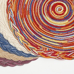 Matorino-Colorful Round Braided Placemats, Washable Round Placemats for Kitchen Dining Table, Round Indoor Woven Fabric Table Mats,