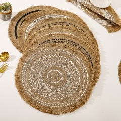 Matorino-Everyday use Round Braided Placemats Circle Jute Table Mats Heat Resistant Woven Placemats for Plates Dining Kitchen Dinner Decor