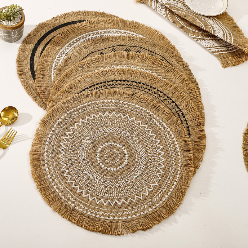 Matorino-Everyday use Round Braided Placemats Circle Jute Table Mats Heat Resistant Woven Placemats for Plates Dining Kitchen Dinner Decor