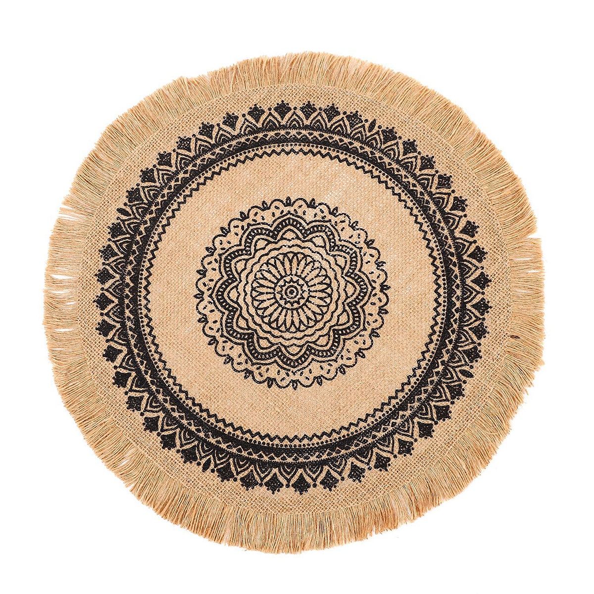 Matorino-Everyday use Round Braided Placemats Circle Jute Table Mats Heat Resistant Woven Placemats for Plates Dining Kitchen Dinner Decor