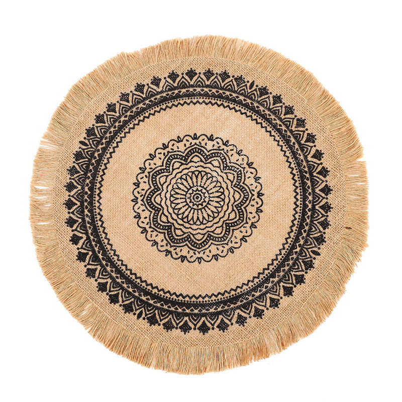Matorino-Everyday use Round Braided Placemats Circle Jute Table Mats Heat Resistant Woven Placemats for Plates Dining Kitchen Dinner Decor