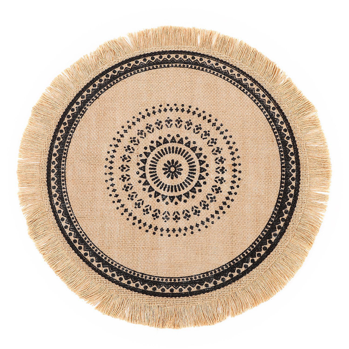 Matorino-Everyday use Round Braided Placemats Circle Jute Table Mats Heat Resistant Woven Placemats for Plates Dining Kitchen Dinner Decor