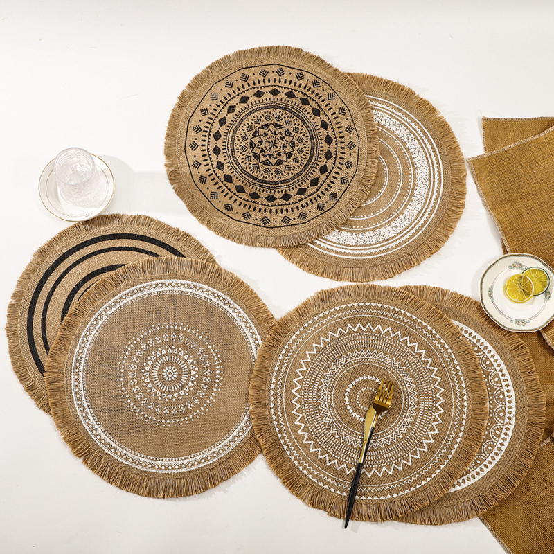 Matorino-Everyday use Round Braided Placemats Circle Jute Table Mats Heat Resistant Woven Placemats for Plates Dining Kitchen Dinner Decor