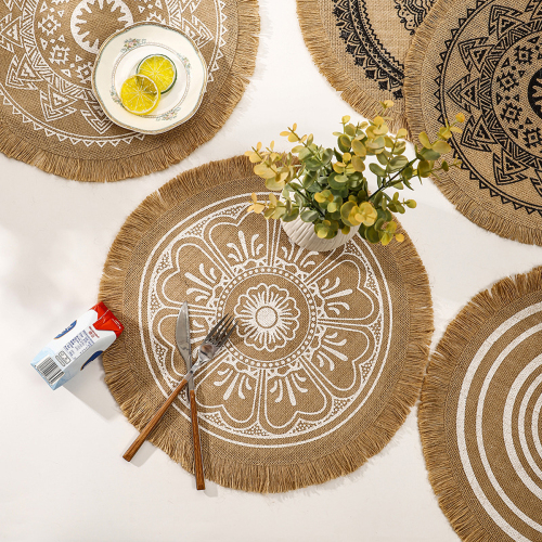 Matorino-Everyday use Round Braided Placemats Circle Jute Table Mats Heat Resistant Woven Placemats for Plates Dining Kitchen Dinner Decor