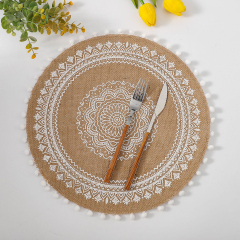 Matorino-Circle Jute Table Mats Heat Resistant Woven Placemat, Modern Farmhouse Fringe Placemats for Dining Table, Kitchen, Bohemian Wedding Décor