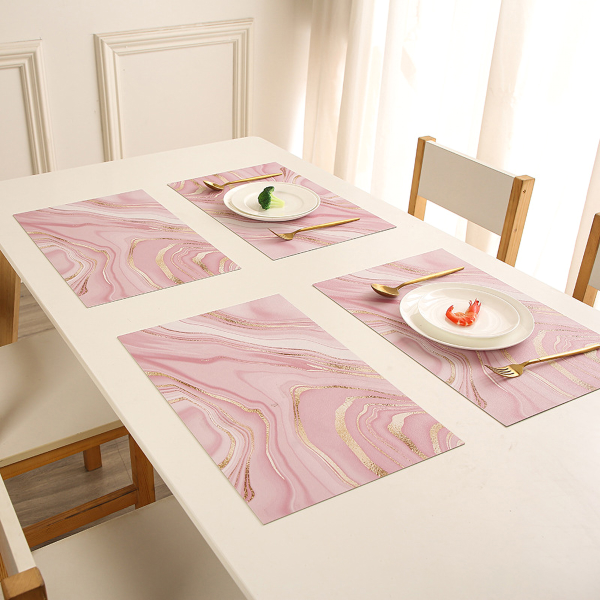 Matorino-Placemats with Coasters Dual Sided Heat Stain Resistant Place Mats Faux Leather Table Mats Non-Slip Waterproof Oil-Proof Washable Wipeable Table Placemats for Dining Patio Table Kitchen