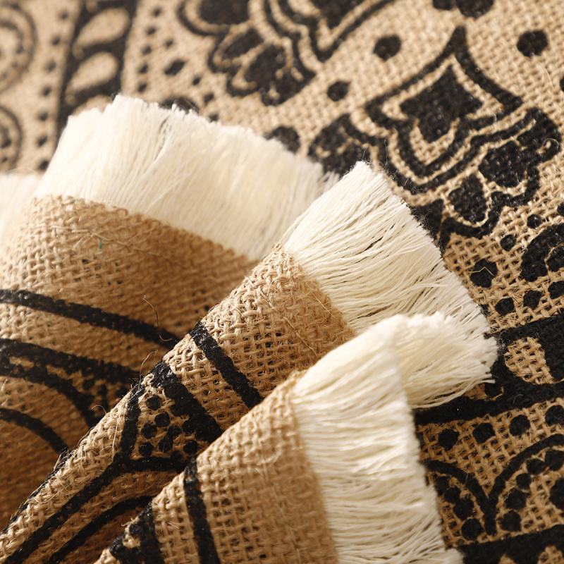 Matorino-Circle Jute Table Mats Heat Resistant Woven Placemat, Modern Farmhouse Fringe Placemats for Dining Table, Kitchen, Bohemian Wedding Décor