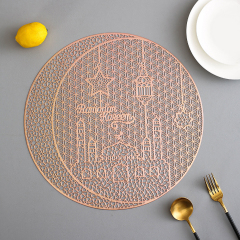 Matorino-Evevdayuse Placemats for Dining Table, Round Hollow Out Table Mats Pressed Metallic Vinyl Plastic Place Mats, Table Decoration for Holiday Wedding Accent Centerpiece