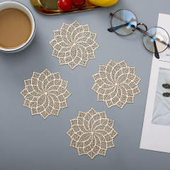 Matorino-Different Pattern and Shape Metallic Vinyl Table Mat, Washable for Holiday Dinner Table Top, Hollow Out Non-Slip for Decor Wedding Accent