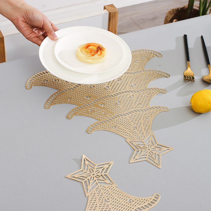 Matorino-Different pattern hollow design durable Christmas plastic Placemats, Suitable for Winter Home Gathering Party Events,family dinners, parties, friends gatherings and holiday celebrations