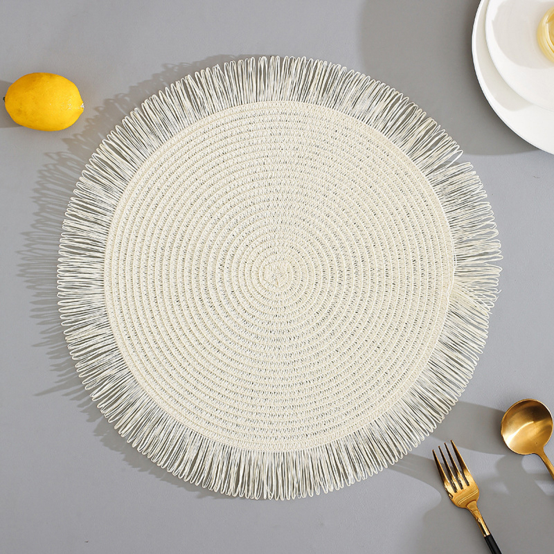Matorino-Beaded Placemats for Dining Table, Rustic Farmhouse Hand Made Glitz Table Top Charger for Christmas Easter New Year Thanksgiving Family Party Celebrations