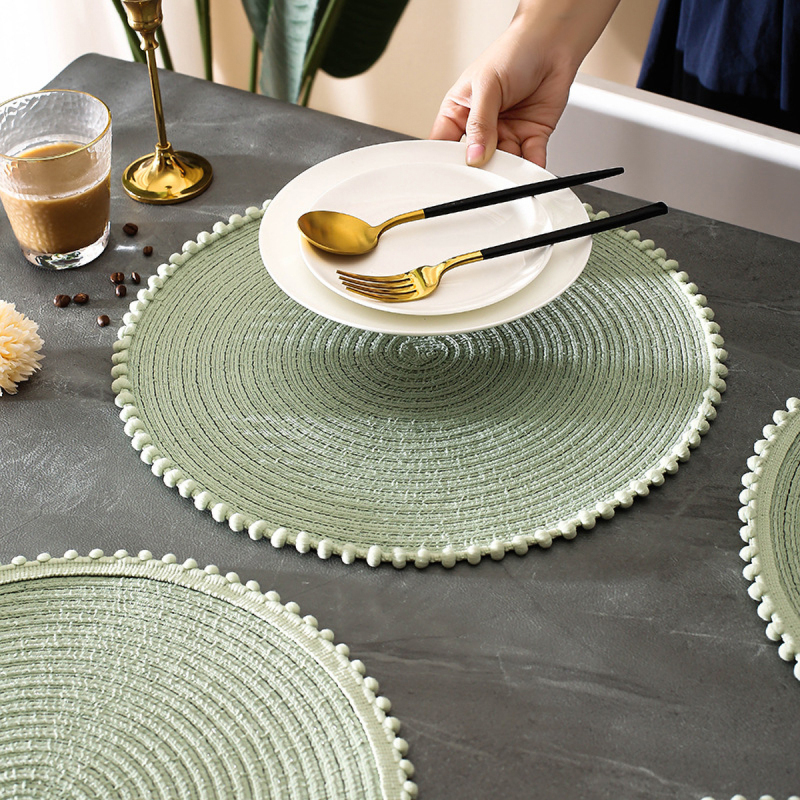 Matorino-Beaded Placemats for Dining Table, Rustic Farmhouse Hand Made Glitz Table Top Charger for Christmas Easter New Year Thanksgiving Family Party Celebrations