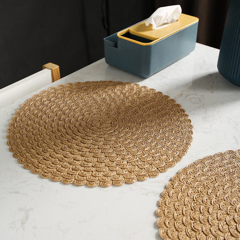 Round Woven Placemats - Natural Placemats, Paper Woven Placemats, 15 Inches, Non-Slip, Heat Resistant, Hand Woven Chargers for Dining Table.