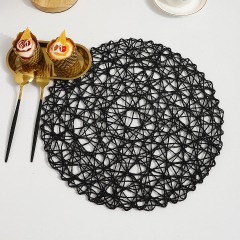Matorino -Round Placemats, Hollow Out Place mats Heat-Resistant Shining, 15 inches Table Mat Decorative Gift, Hand Woven Chargers for Dining Table.
