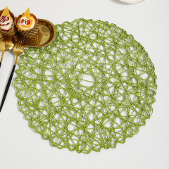 Matorino -Round Placemats, Hollow Out Place mats Heat-Resistant Shining, 15 inches Table Mat Decorative Gift, Hand Woven Chargers for Dining Table.