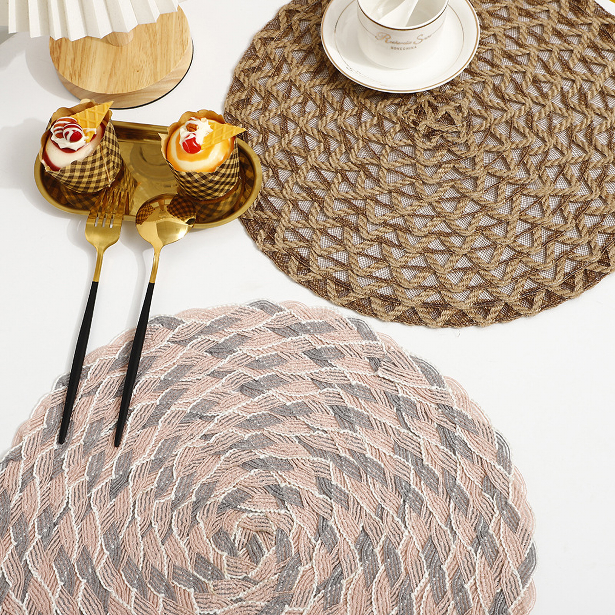 Matorino-Festive Metallic Vinyl Table Mat, Washable for Holiday Dinner Table Top Doilies Decoration, Hollow Out Non-Slip for Decor Wedding Accent