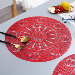 Matorino-Metallic Round Placemats Vinyl Placemats, Hollow Out Dining Table Plate Mats for Home Kitchen Daily Meal Indoor Outdoor Activities