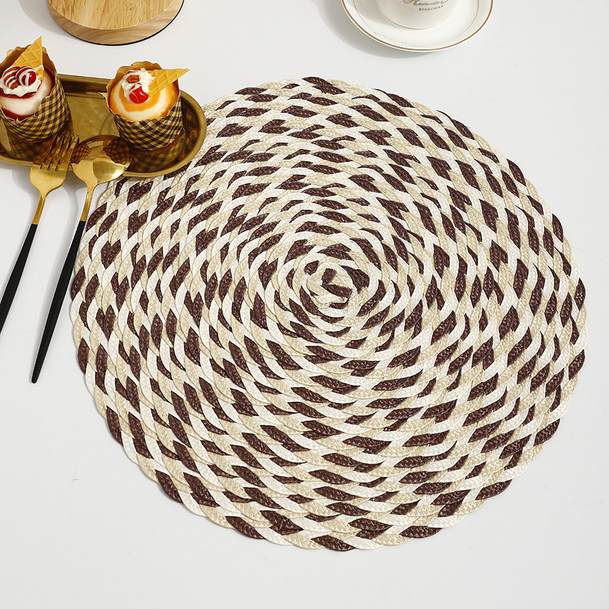Matorino-Festive Metallic Vinyl Table Mat, Washable for Holiday Dinner Table Top Doilies Decoration, Hollow Out Non-Slip for Decor Wedding Accent